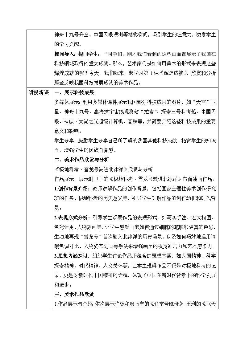 人教版美术七年级下册 《第1课 辉煌成就》教案第2页