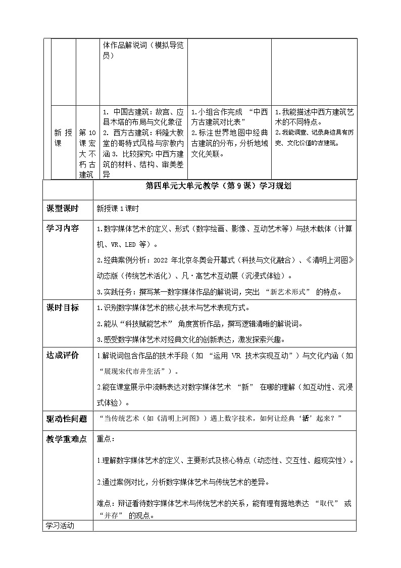 第四單元《經(jīng)典永流傳》大單整體教學設計第3頁