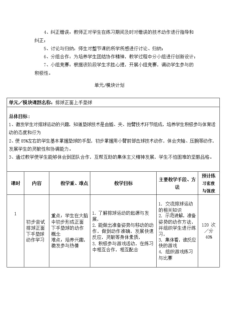 第五章排球——软式排球:正面下手双手垫球教学设计2021—2022学年人教版体育与健康七年级全一册第2页