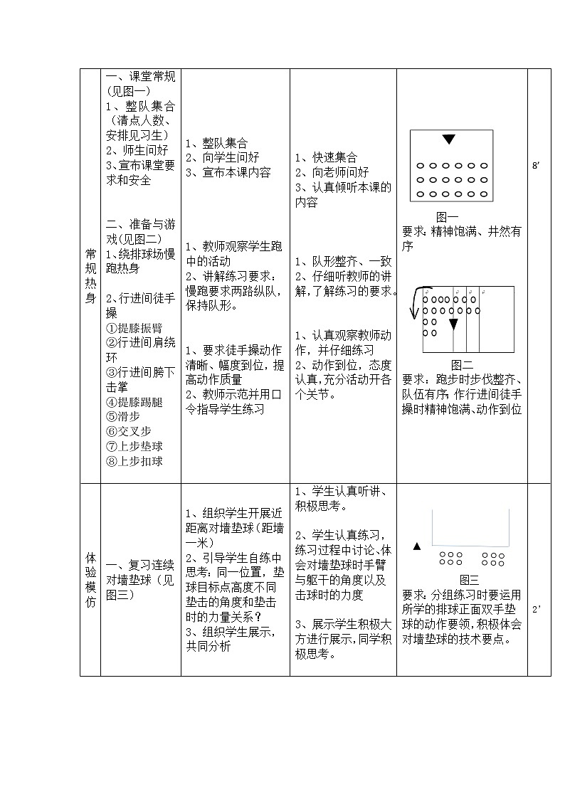 第五章排球——学习排球对墙垫球教案2021—2022学年人教版体育八年级下册第2页