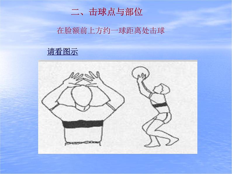 初中体育与健康 人教 课标版 七年级 正面双手头上传球 排球 课件第3页