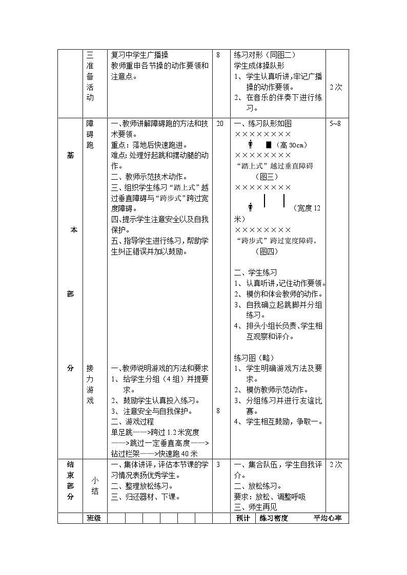 人教版九年级全套体育教案(共36课)第2页
