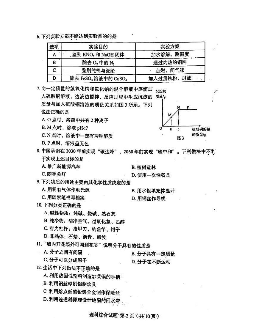 2022年河北省石家莊市新華區(qū)中考一模理科綜合卷無答案（圖片版）第2頁