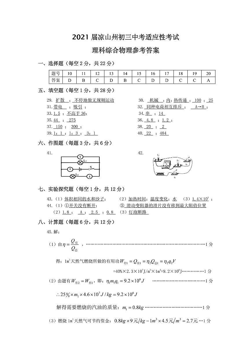 物理答案第1頁(yè)