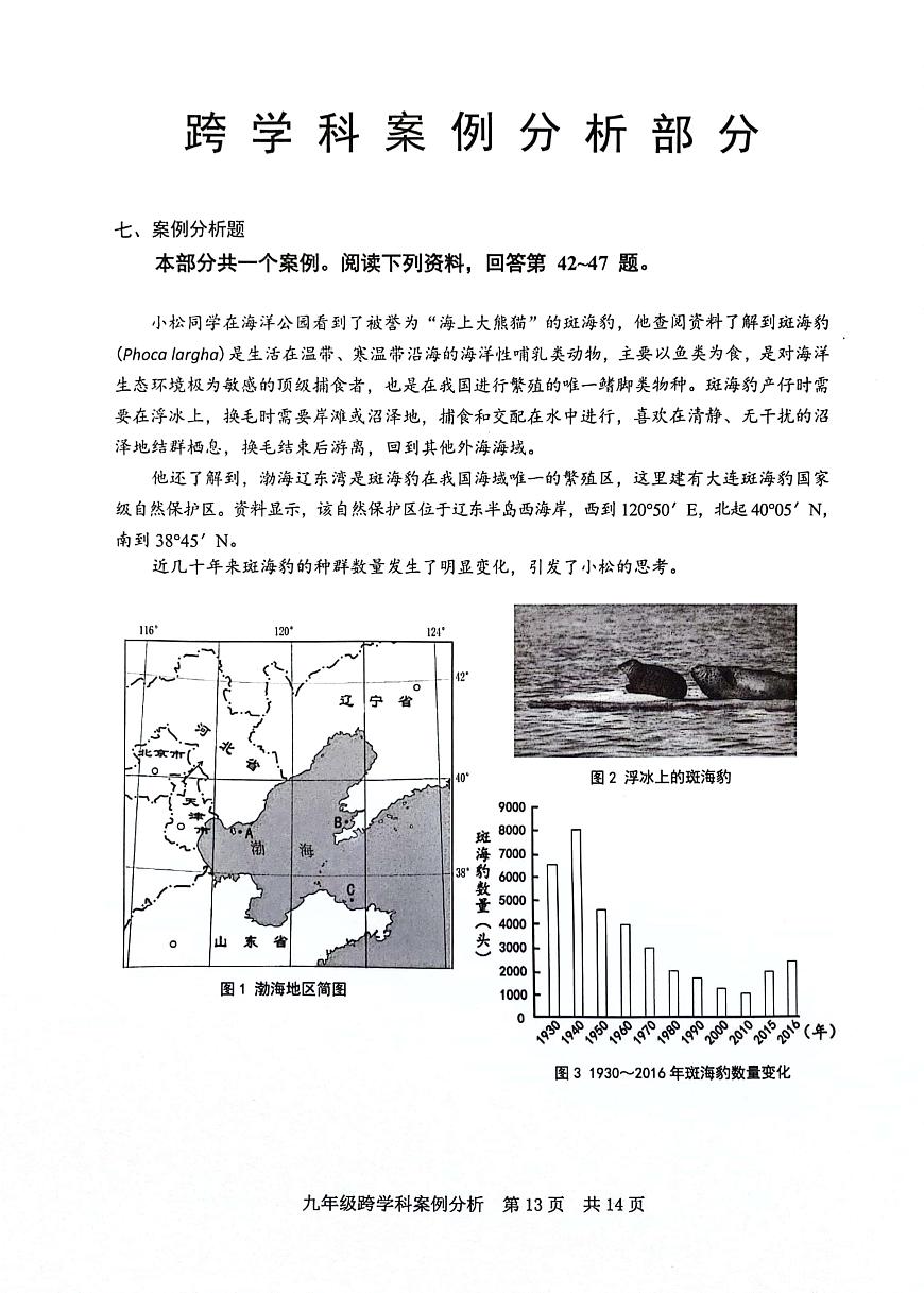 2024屆松江區(qū)初三二模綜合試卷（跨學科部分）無答案第1頁