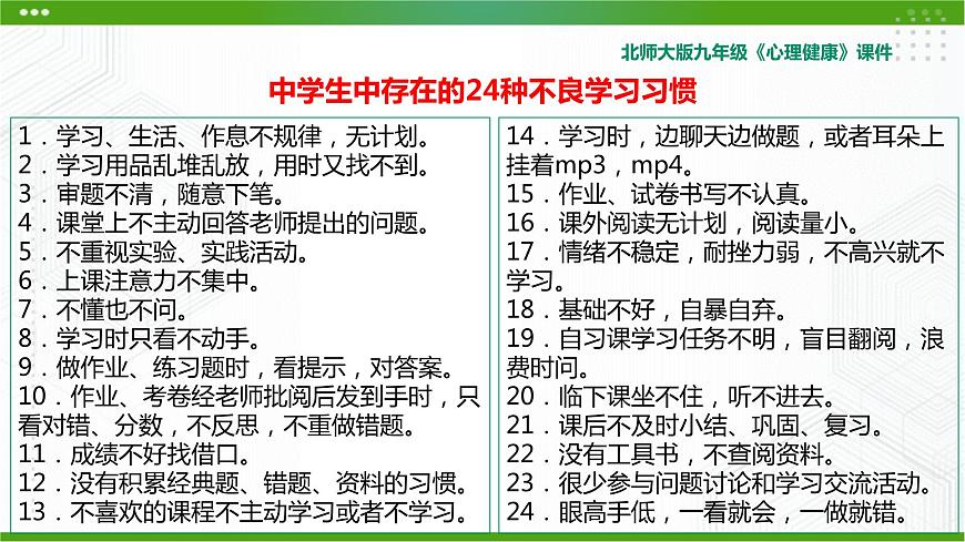 北師大版九年級心理健康2.《優(yōu)秀源于好習慣》教學課件PPT第3頁