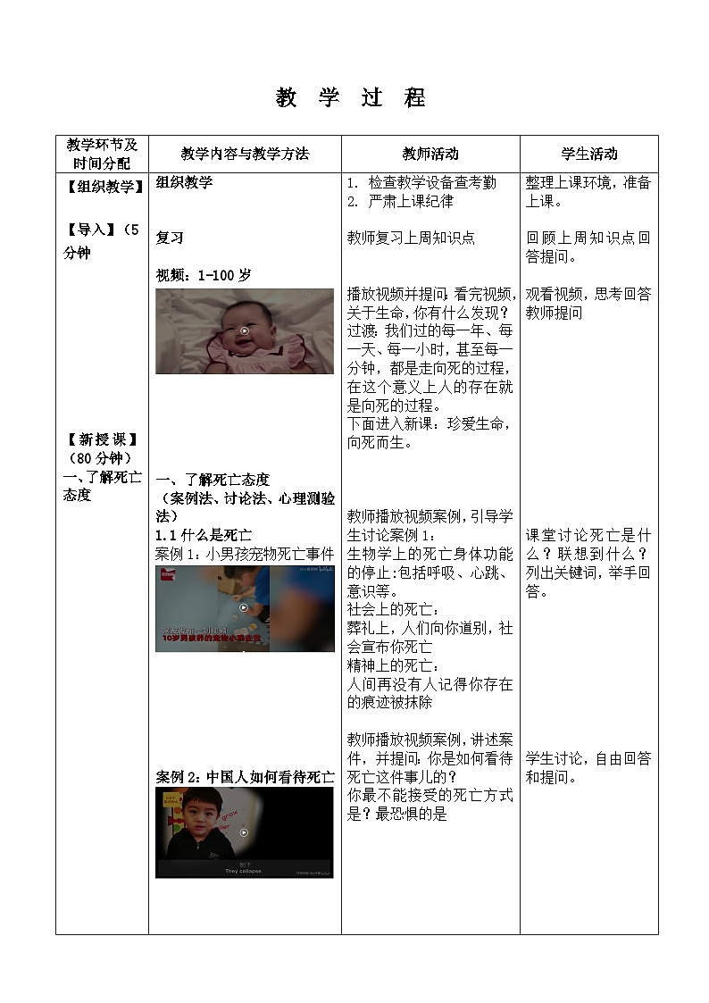 第十八课 感悟生命——珍爱生命,向死而生 教案第2页