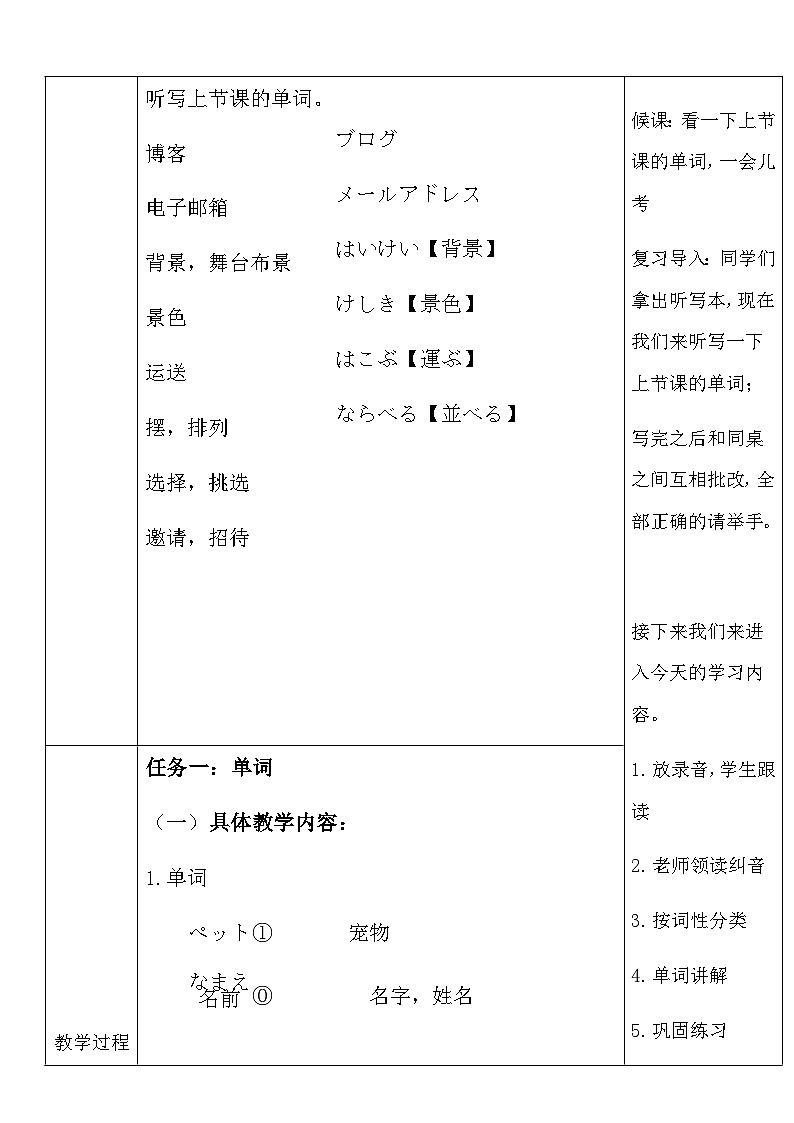【上课必备】人教版 初中日语 八年级 第三课 单词加语法1 教案第2页