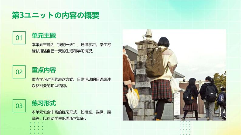 人教版初中七年级全册日语-第三单元-课次9 会话:わたしの1日【课件】05