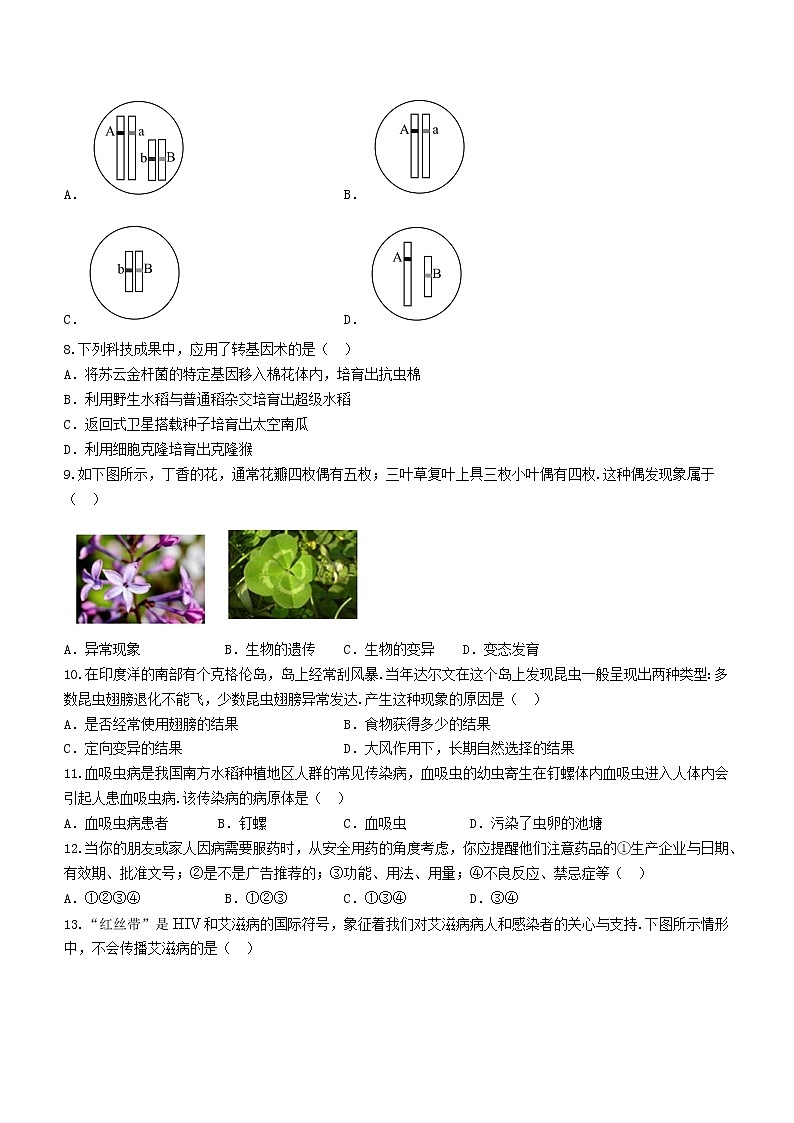山西省朔州市2020-2021学年八年级下学期期末生物试题(word版 含答案)02