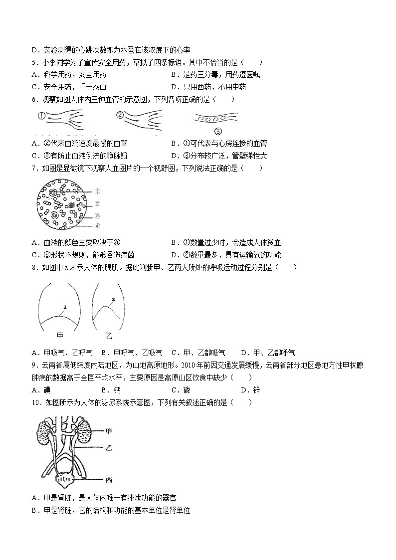 安徽省阜阳市颍州区2020-2021学年七年级下学期期末生物试题(word版 含答案)02