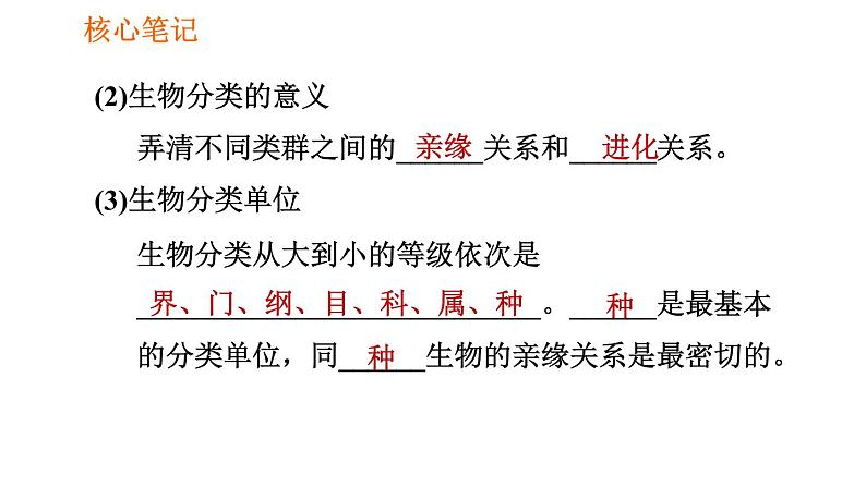 人教版八年级上册生物第6单元 第1章 1.2 从种到界习题课件第3页