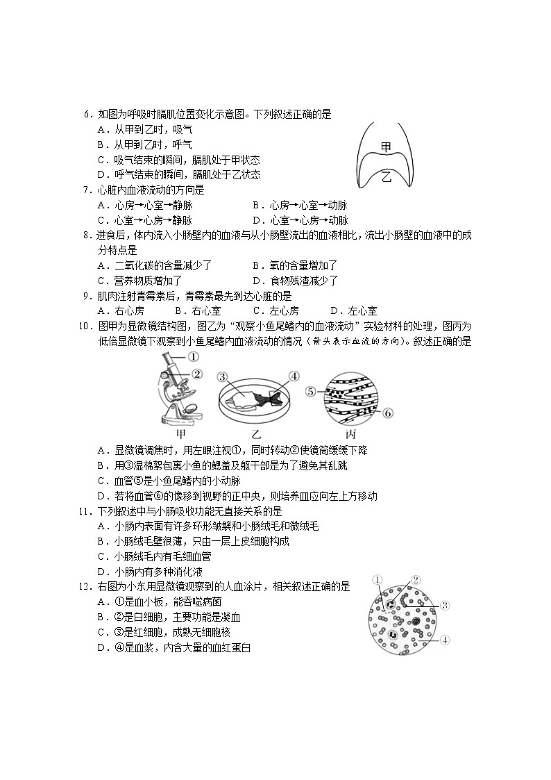 湖北省潜江市2020-2021学年七年级下学期期末质量检测生物试题(word版 含答案)第2页