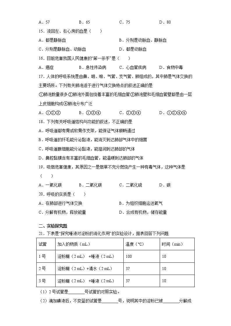 河北省石家庄市栾城区2020-2021学年七年级下学期期中生物试题(word版 含答案)第3页