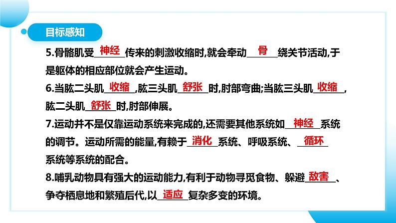 【核心素养目标】人教版初中生物八年级上册5.2.1《动物的运动》课件+视频+教学设计+同步分层练习(含答案)07