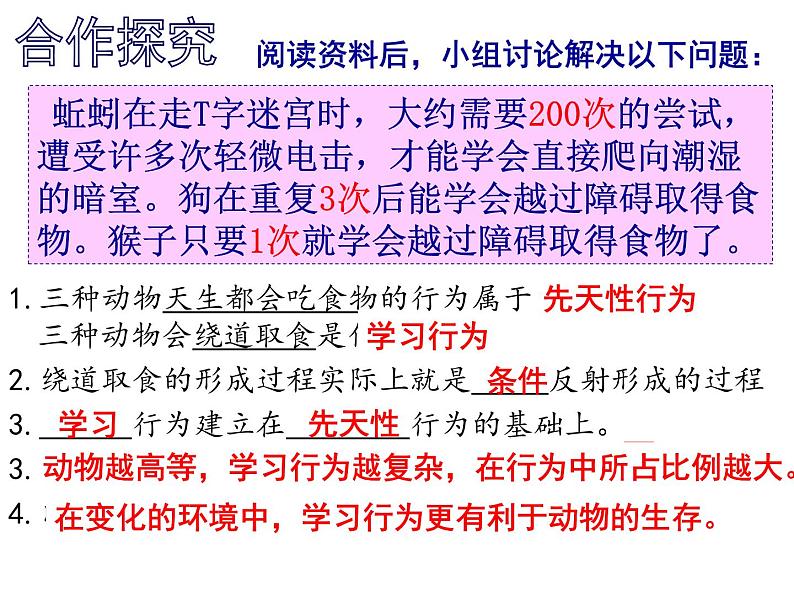 冀教版八上生物 4.2.3先天性行为和学习 课件第4页