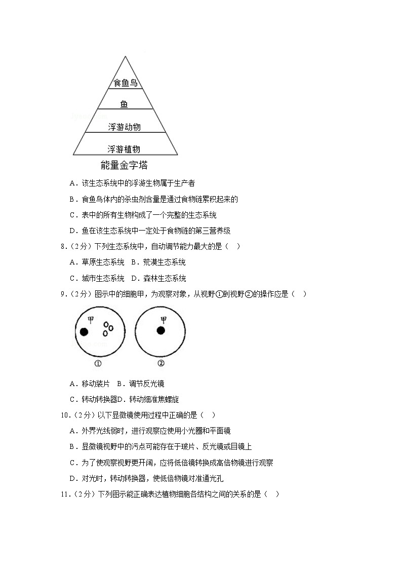 2018-2019学年江西省南昌市湾里区罗亭学校七年级(上)期中生物试卷 解析版02