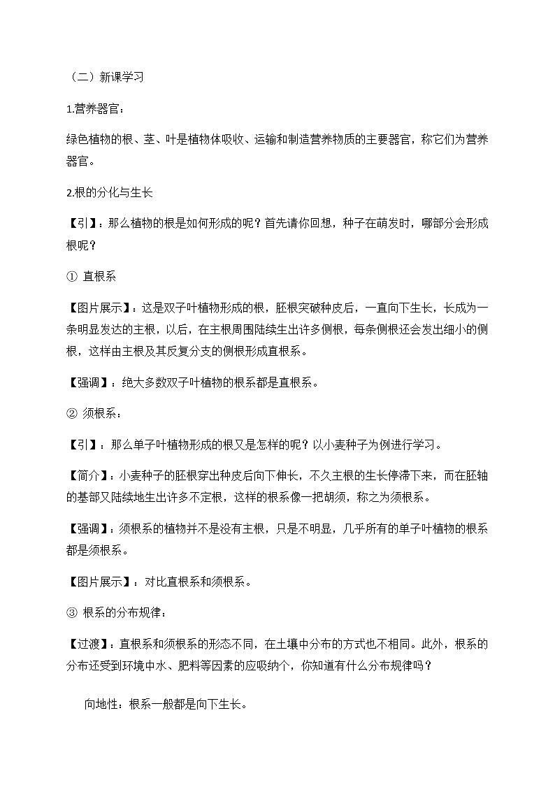 第六章第二节营养器官的生长 教案 北师大版七年级生物上册02