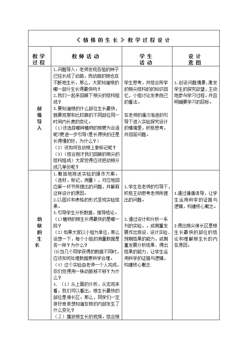 人教版(新课标)七年级生物上册:3.2.2 植株的生长-教案02