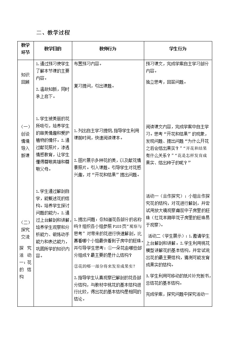 人教版(新课标)七年级生物上册:3.2.3 开花和结果-教案03