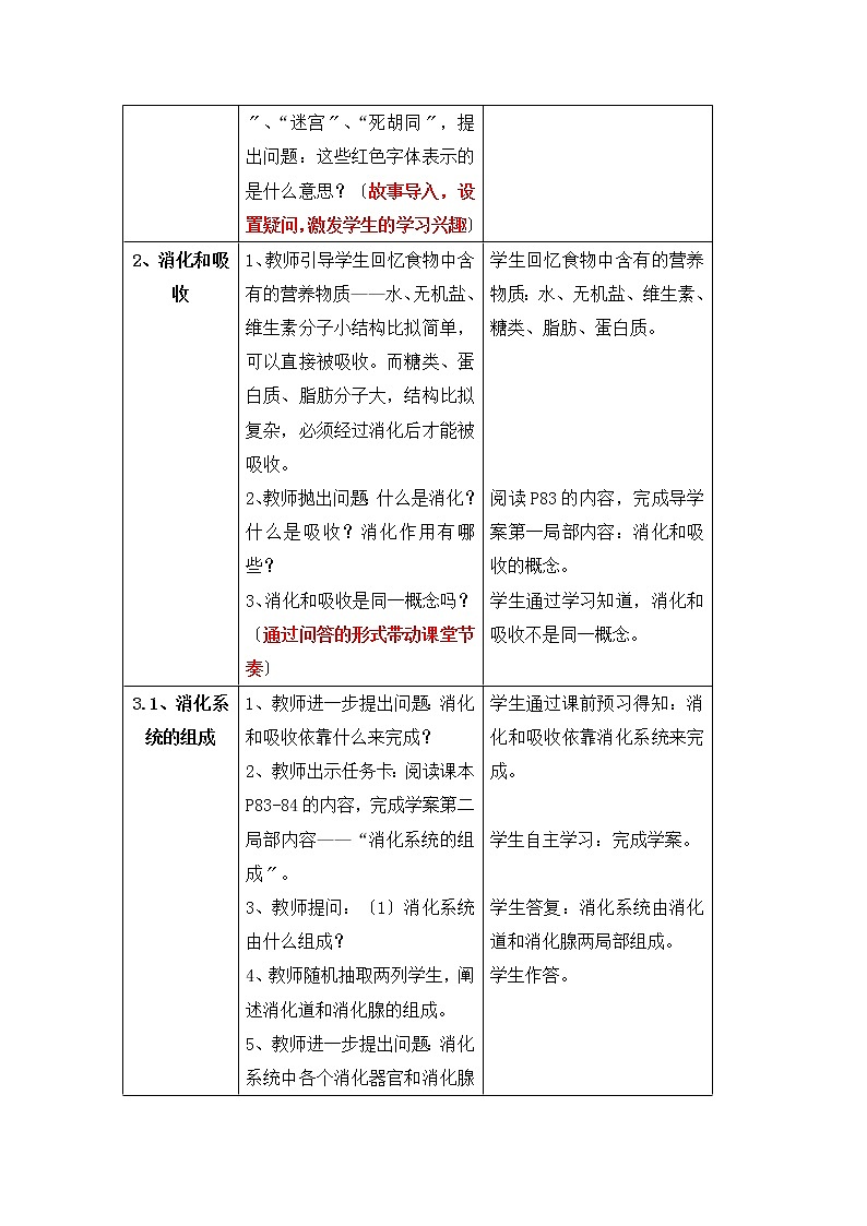 苏科版生物七年级上册 3.5.4 人体对食物的消化和吸收 学案 (一)02