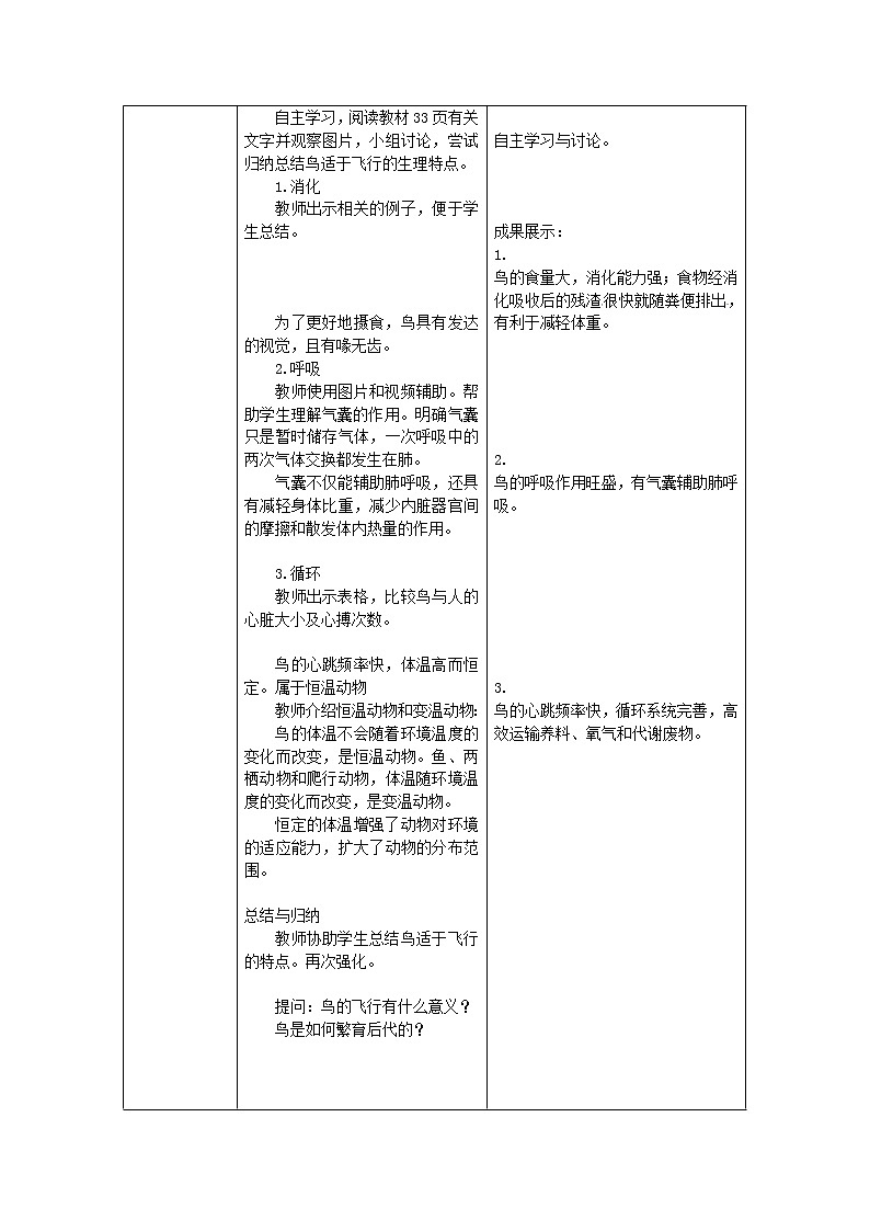 八年级生物上册第五单元第一章第六节鸟教案新版新人教版(1)教案02