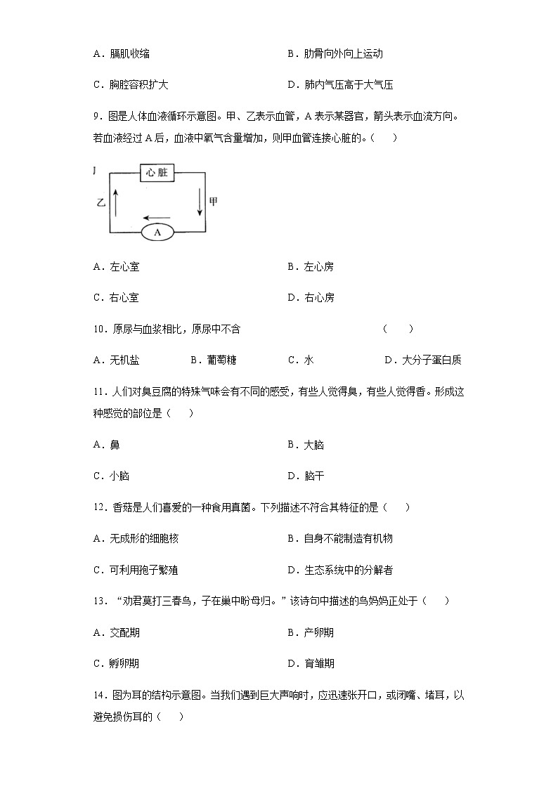 河南省2020年中考生物试题及参考答案第3页