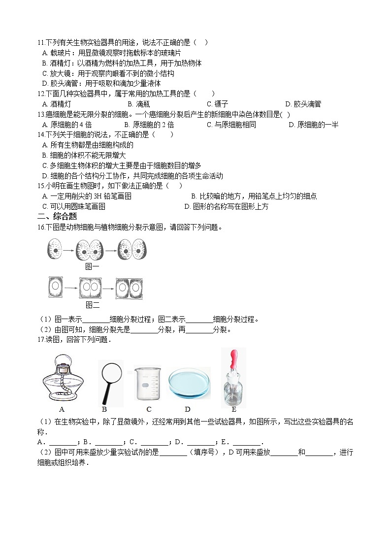 2.3.3细胞通过分裂而增殖 同步训练(含解析)02