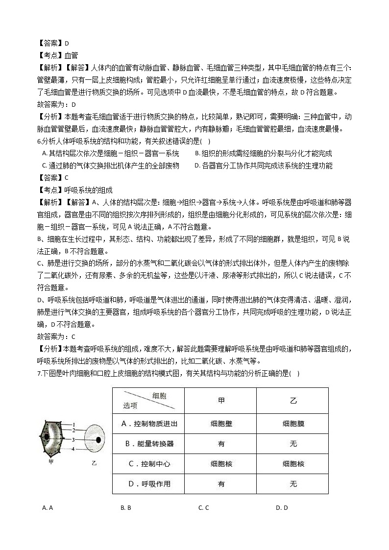 2018年四川省绵阳市中考生物试卷（解析版）03