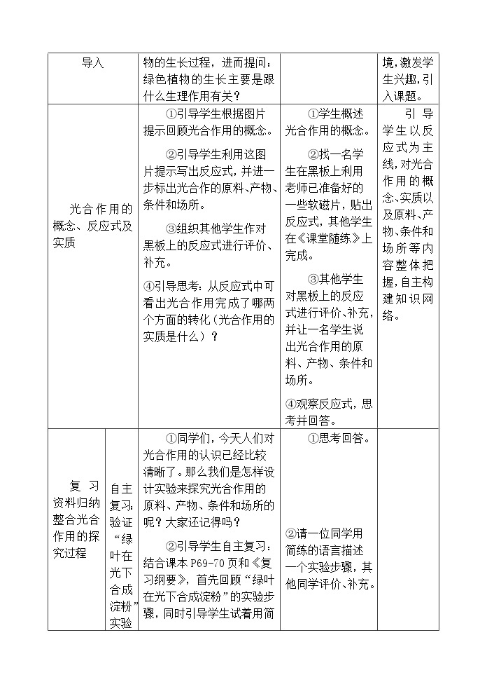 北师大版生物七年级上册 5.1 光合作用(1)（教案）02