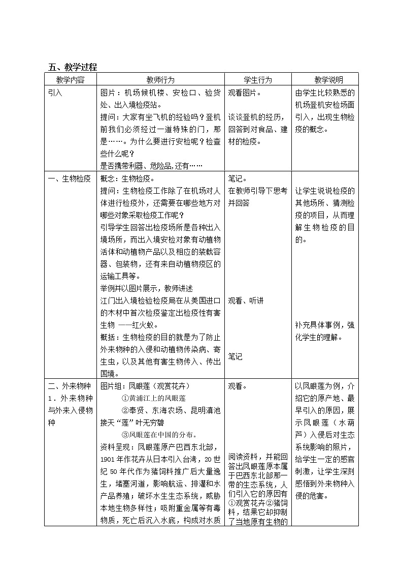5.3 生态系统的稳定性(课时4) 外来物种与生物检疫 教案-沪教版八年级生物第二册第2页