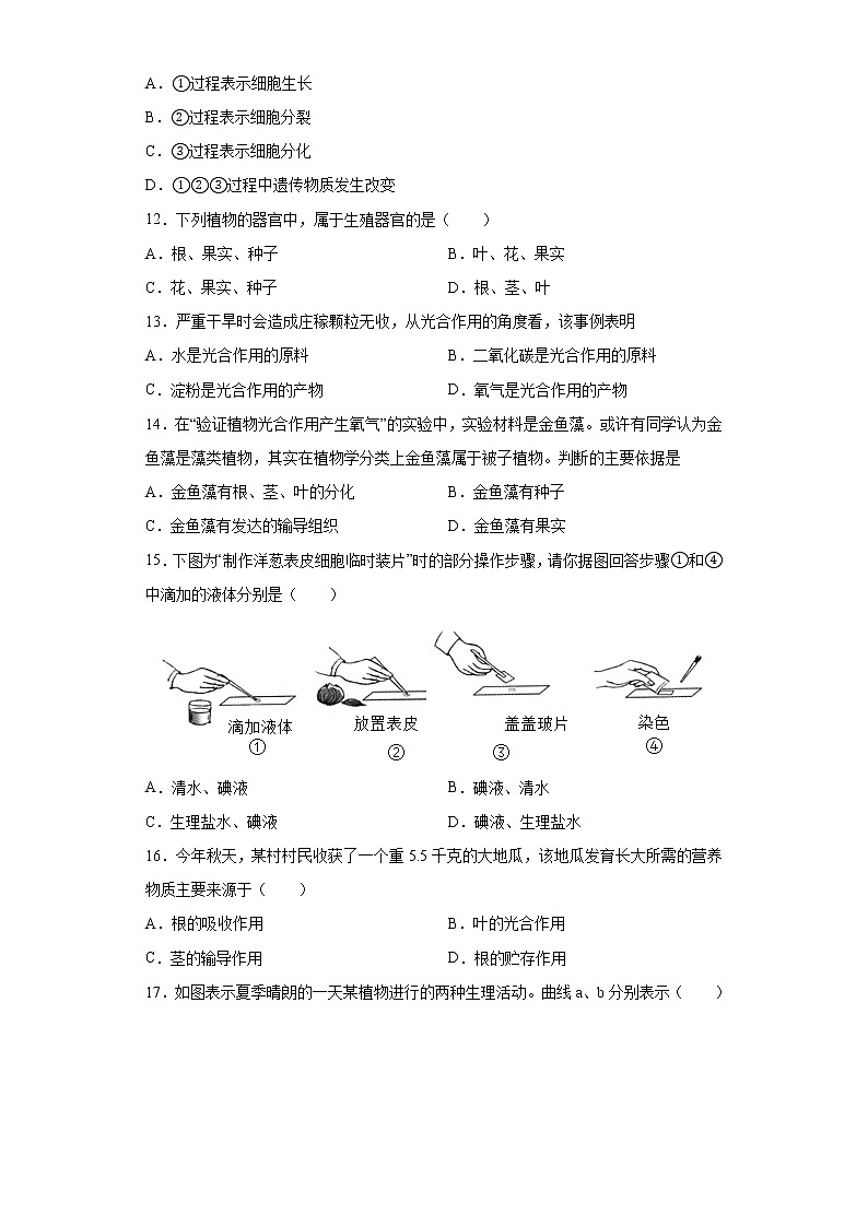 山东省济宁市鱼台县2021-2022学年七年级上学期期中生物试题(word版含答案)第3页