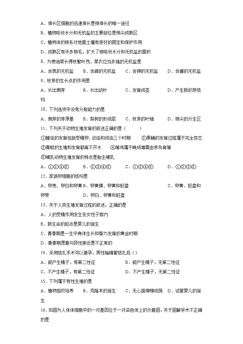 山东省枣庄市峄城区2021-2022学年八年级上学期期中生物试题(word版含答案)第2页