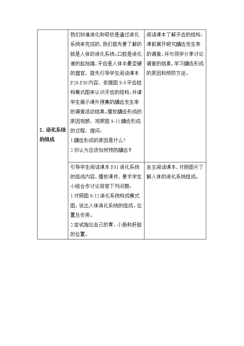 《人体的消化与吸收》第1课时 教案第2页