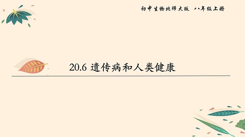 20.6 遗传病和人类健康 课件 初中生物北师大版 八年级上册(2021年)第1页