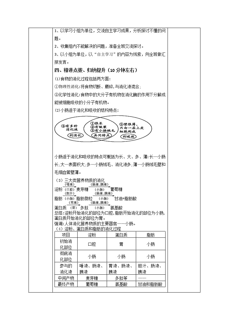 2021-2022学年初中生物鲁科版(五四学制)七年级上册 4.2.2 消化和吸收(第2课时)同步教案02