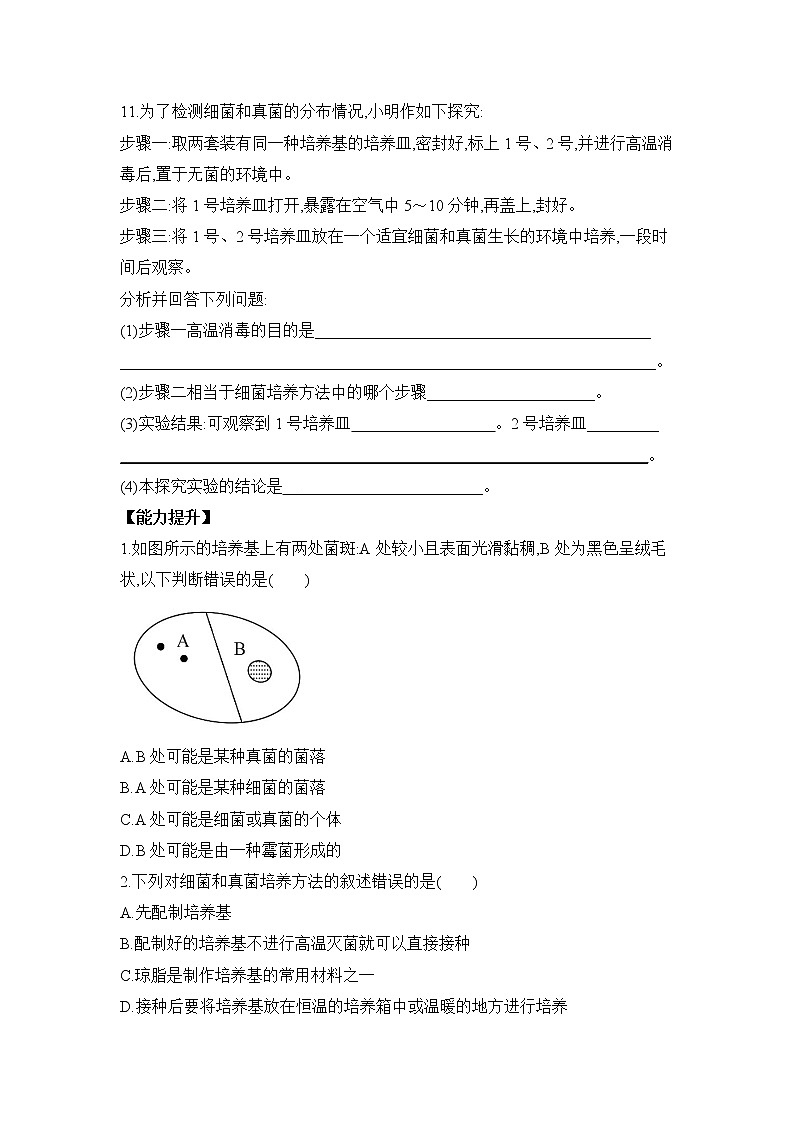 鲁科版(五四制)生物七下 《细菌和真菌的分布》同步练习3第3页