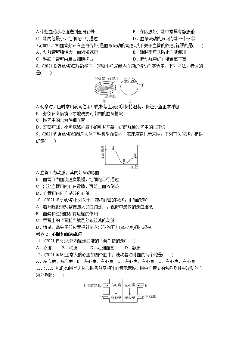 10人体内物质的运输-2022年中考生物一轮复习微专题考点过关带答案第2页