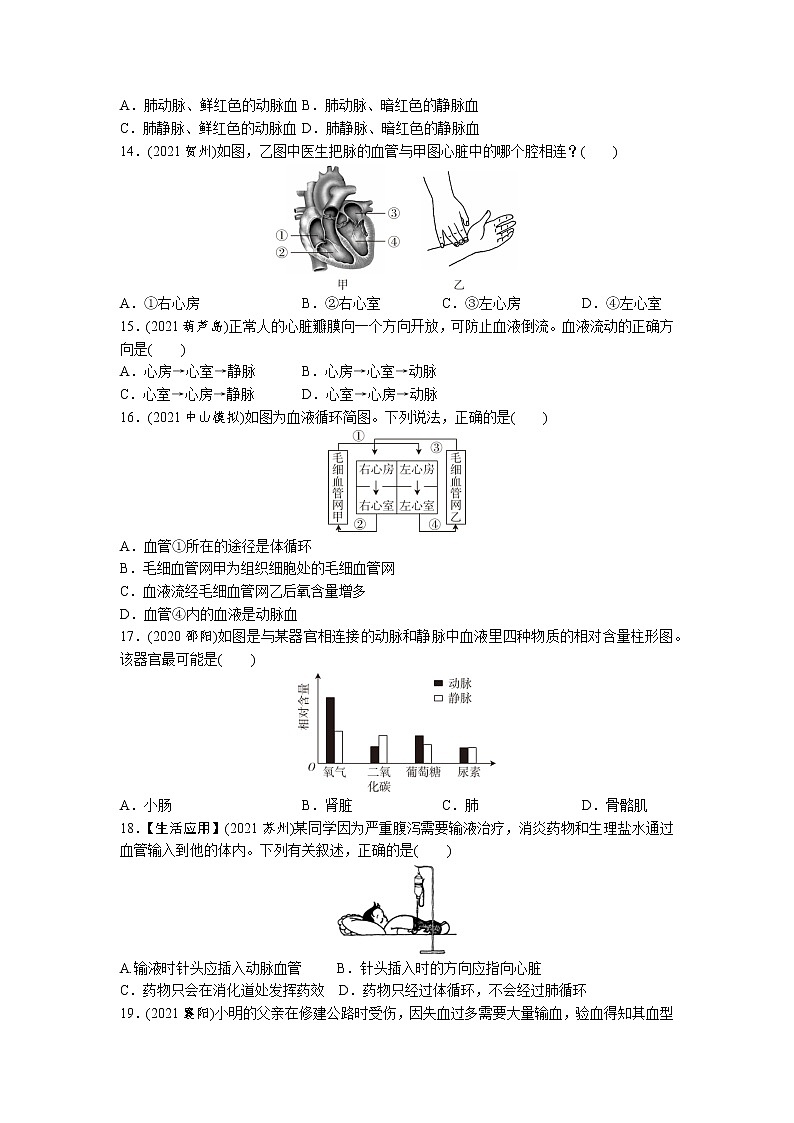 10人体内物质的运输-2022年中考生物一轮复习微专题考点过关带答案第3页