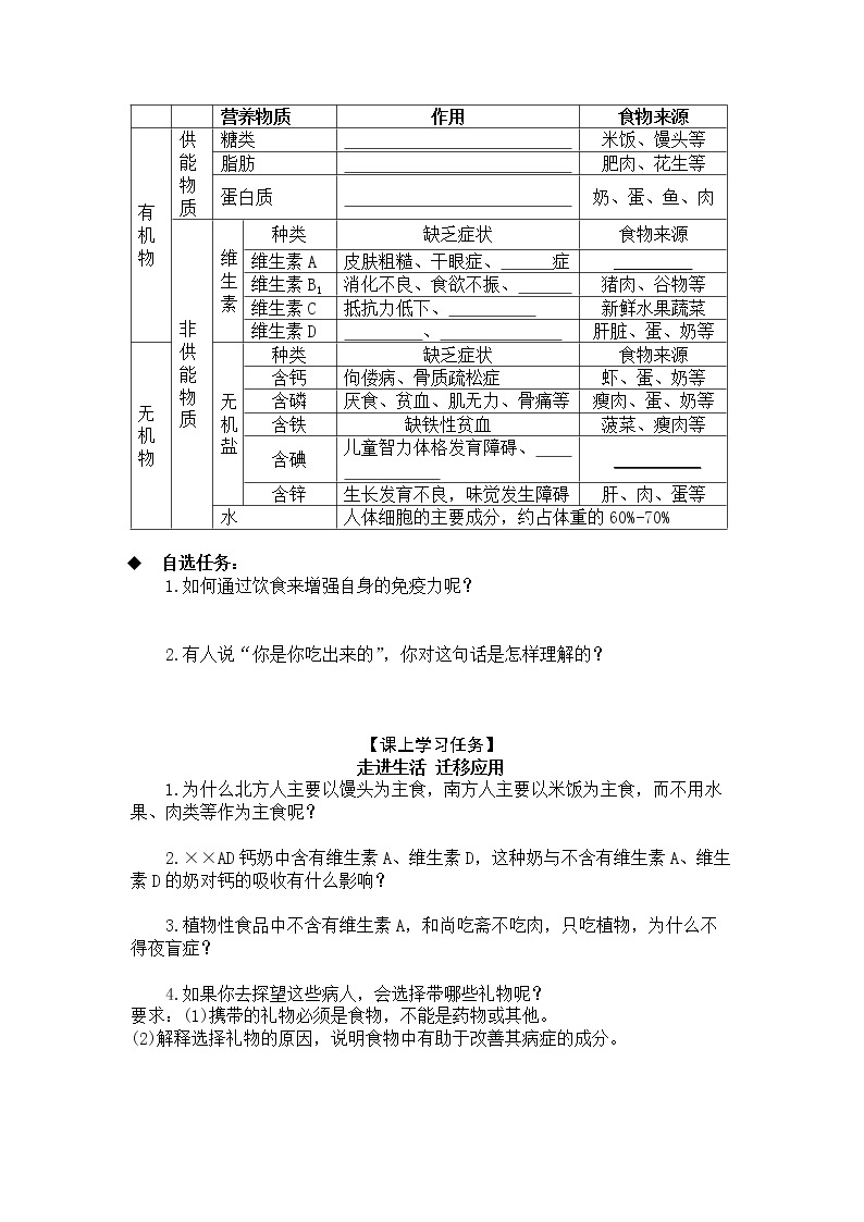 人教版（新课标）生物七下：2.1《食物中的营养物质》（第一课时）（课件+教案+练习）02