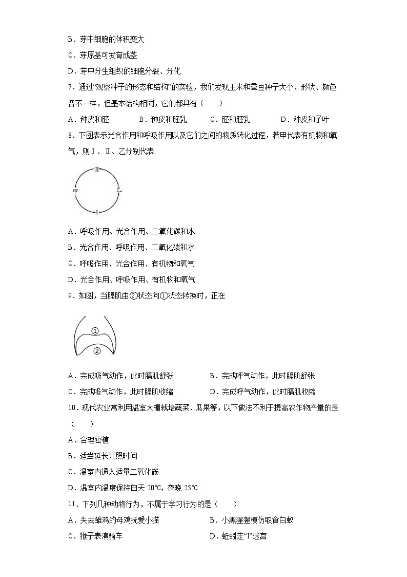 江西省上饶市铅山县2020-2021学年九年级期末生物试题（word版 含答案）02