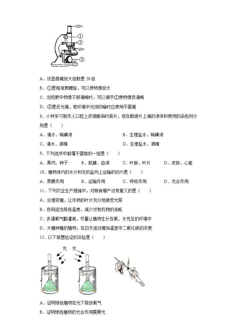 广西河池市2021-2022学年七年级上学期期末生物试题(word版 含答案)第2页