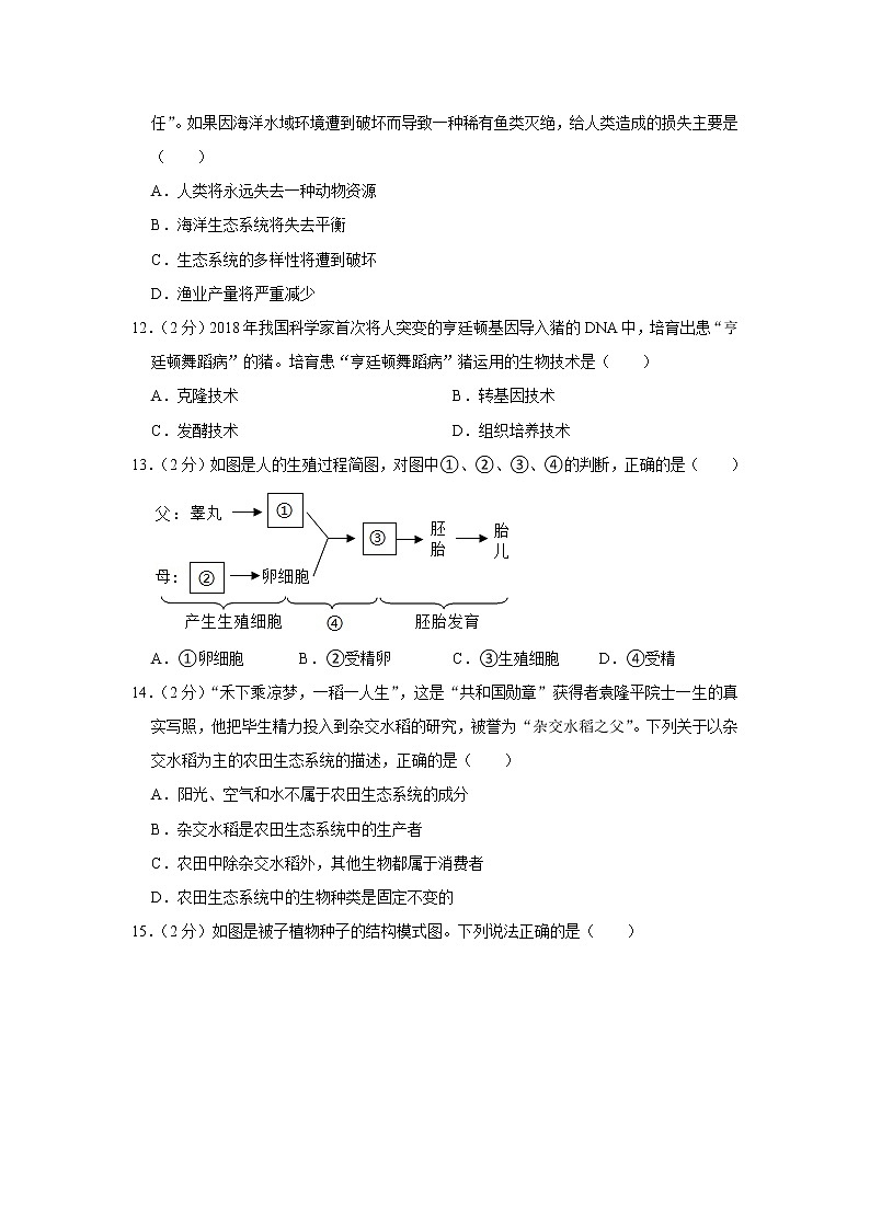 2021年廣西北部灣中考生物試卷【含答案】第3頁(yè)
