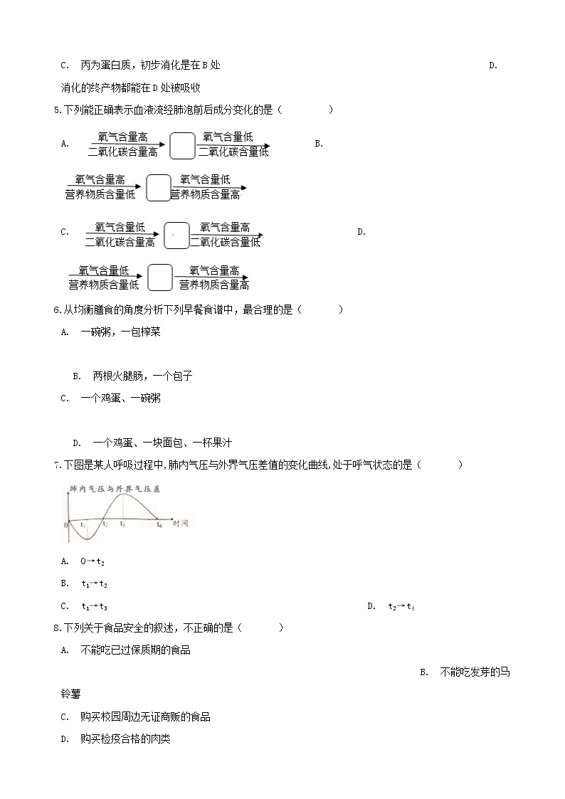 中考生物一轮复习生物圈中的人练习题02