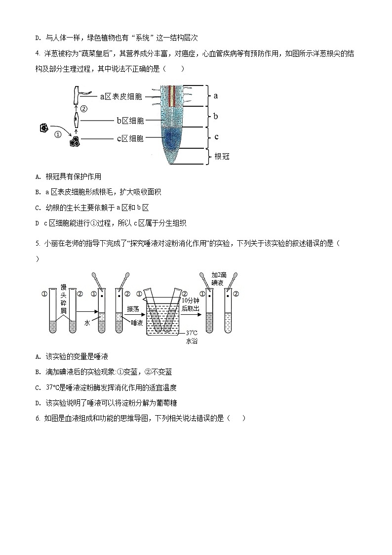精品解析:2021年江苏省徐州市中考一模生物试题(解析版+原卷版)02
