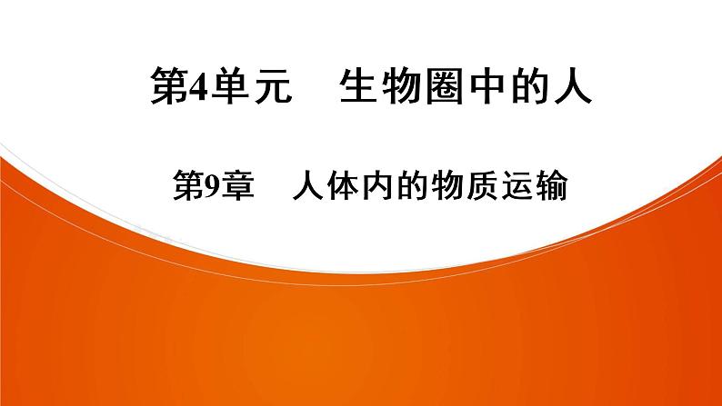 2021年中考广东专用生物知识点梳理复习第4单元 第9章 人体内的物质运输 课件第1页