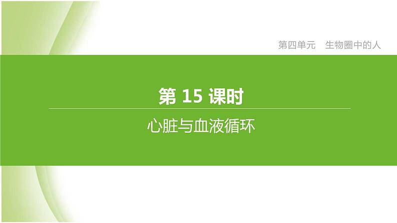新课标中考生物复习第四单元生物圈中的人第15课时心脏与血液循环课件新人教版第1页