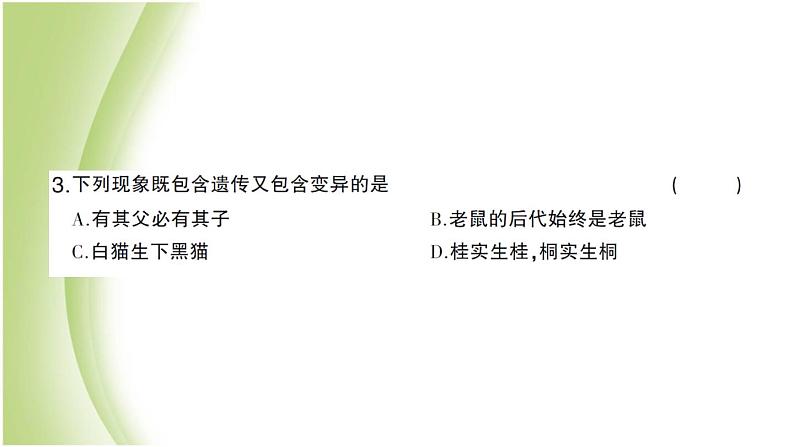 八年级生物下册第七单元生物圈中生命的延续和发展第二章生物的遗传和变异第一节基因控制生物的性状作业课件新人教版06