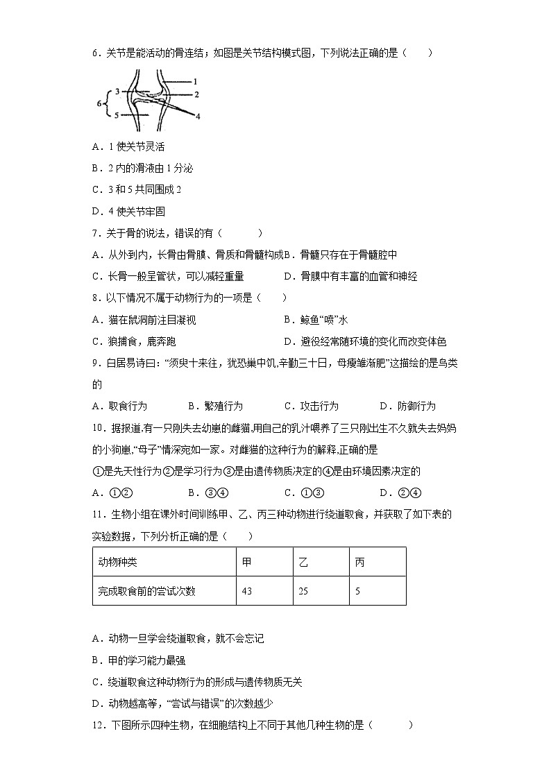河北省石家庄市晋州市2021-2022学年八年级上学期期末生物试题(word版 含答案)第2页