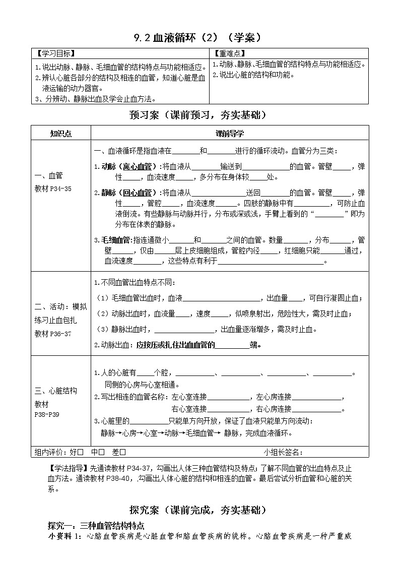 9.2血液循环(2)(课件+教学设计+练习+学案)01